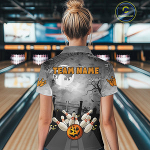 Funny Bowling Halloween Shirt For Women Custom Halloween Bowling Jersey Team Polo & 1/4 Zip TDM4949