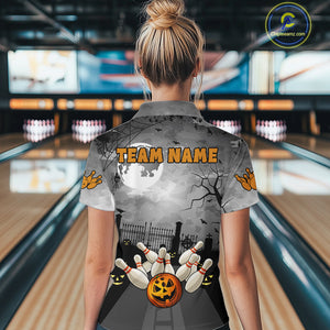 Funny Bowling Halloween Shirt For Women Custom Halloween Bowling Jersey Team Polo & 1/4 Zip TDM4949