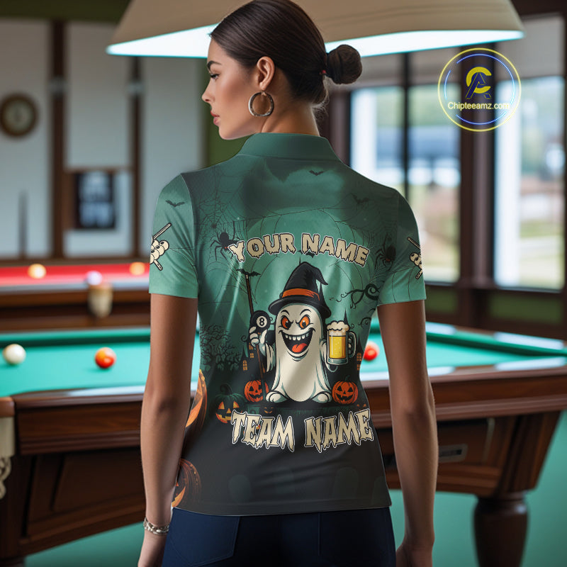 Only Just Here For The Pool Custom Halloween Billiard Shirt For Women, Funny Ghostly Billiard Jersey TDM4950