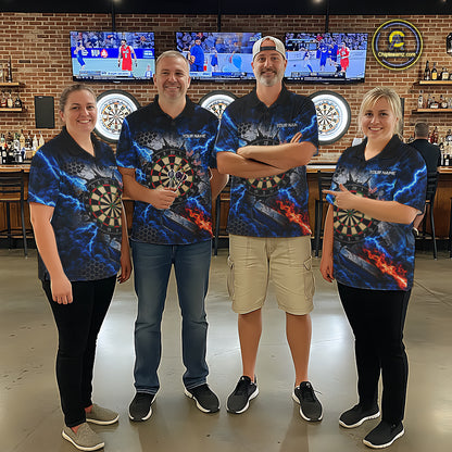 Blue Lightning Thunder Storm US Flag Eagle Darts Shirts For Men Custom Patriotic Darts Team Jersey TDM7786