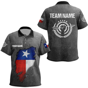 Personalized Grunge Texas Archery Kid Polo Shirts, Custom Texas Flag Shirts For Archers TDM0498