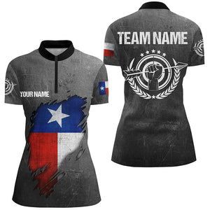 Personalized Grunge Texas Archery Women Quarter-Zip Shirts, Texas Flag Shirts For Archers TDM0498