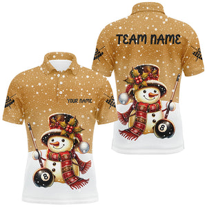 Funny Christmas Snow Effigy 8 Ball Pool Billiard Shirts For Men Custom Christmas Billiard Jerseys TDM2923