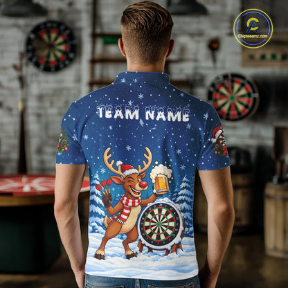 Funny Christmas Reindeer Beer Darts Shirt For Men Custom Xmas Darts Team Jersey, Darts Gifts TDM8123
