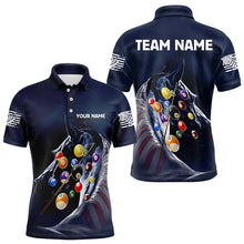 Load image into Gallery viewer, Personalized See Waves 3D Billiard Balls Pool Shirts For Men Custom Blue Navy Billiard Jerseys TDM3165