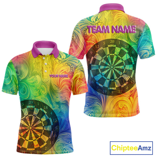 Personalized Funny Colorful Dart Shirt Polo & 1/4 Zip For Men Custom Dart Jerseys Team Outfit TDM3844