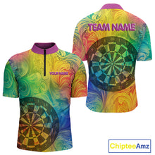 Load image into Gallery viewer, Personalized Funny Colorful Dart Shirt Polo &amp; 1/4 Zip For Men Custom Dart Jerseys Team Outfit TDM3844