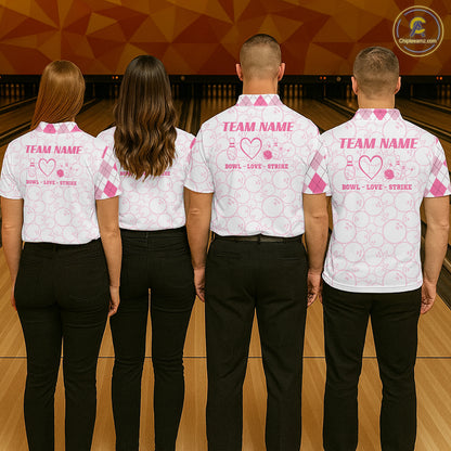 Personalized Pink Argyle Bowling Jersey For Women Custom Bowling Shirt Team Polo & 1/4 Zip TDM6265