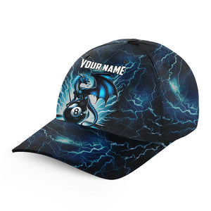 Blue Lightning Thunder Dragon 8 Ball Pool Billiard Hats, Custom 3D Printed Billiard Baseball Caps TDM1756