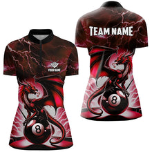 Load image into Gallery viewer, Lightning Thunder Dragon Custom Red 8 Ball Pool Shirts For Women, Billiard Team League Jerseys TDM1757