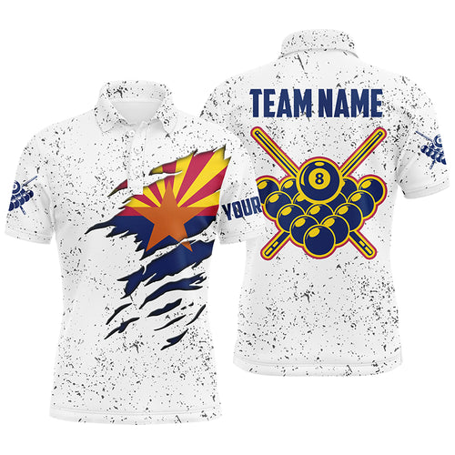 8 Ball Pool Arizona Flag Personalized Billiard Men's Shirts Custom 8 Ball Pool Polo Shirts TDM0502