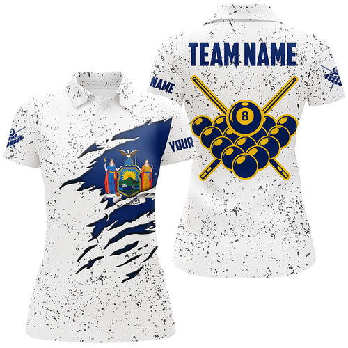 8 Ball Pool New York Flag Personalized Billiard Women's Shirts Custom 8 Ball Pool Polo Shirts TDM0503