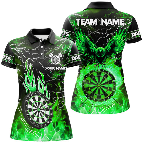 Green Dart Board Fire Flame Custom Eagle Dart Shirts For Women, Thunder Lightning Dart Team Jerseys TDM2927