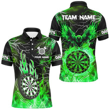 Load image into Gallery viewer, Green Dart Board Fire Flame Custom Eagle Dart Shirts For Men, Thunder Lightning Dart Team Jerseys TDM2927