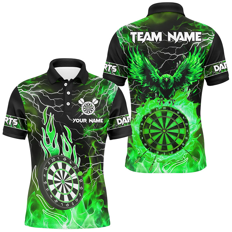 Green Dart Board Fire Flame Custom Eagle Dart Shirts For Men, Thunder Lightning Dart Team Jerseys TDM2927