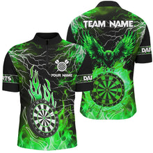 Load image into Gallery viewer, Green Dart Board Fire Flame Custom Eagle Dart Shirts For Men, Thunder Lightning Dart Team Jerseys TDM2927