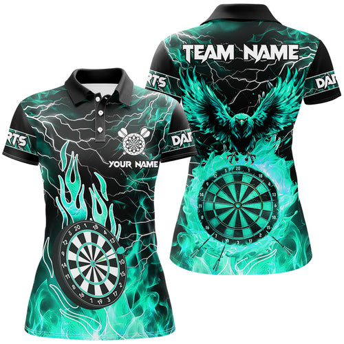 Turquoise Dart Board Fire Flame Custom Eagle Dart Shirts For Women, Thunder Lightning Dart Jerseys TDM2928