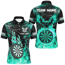 Load image into Gallery viewer, Turquoise Dart Board Fire Flame Custom Eagle Dart Shirts For Men, Thunder Lightning Dart Jerseys TDM2928