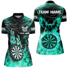 Load image into Gallery viewer, Turquoise Dart Board Fire Flame Custom Eagle Dart Shirts For Women, Thunder Lightning Dart Jerseys TDM2928