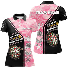 Load image into Gallery viewer, Aim Focus Throw Repeat Custom Pink Camouflage Darts Shirts For Women, Funny Saying Dart Jerseys TDM2930