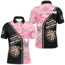 Load image into Gallery viewer, Aim Focus Throw Repeat Custom Pink Camouflage Darts Shirts For Men, Funny Saying Dart Jerseys TDM2930