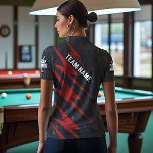 Personalized Red Billiard Jerseys For Women Custom Best Billiard Pool Team Polo & Quarter Zip Shirts TDM3380