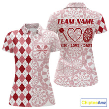 Load image into Gallery viewer, Aim Love Darts Custom Red Argyle Women Darts Polo &amp; 1/4 Shirts, Funny Darts Shirts Darts Team Jersey TDM5661