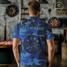 Load image into Gallery viewer, Custom Grunge Blue Camo Arrow Darts Shirts For Men, Retro Darts Jersey Team Polo &amp; 1/4 Zip TDM5664