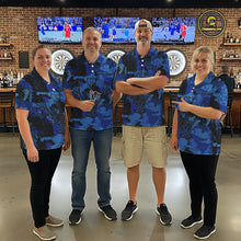 Load image into Gallery viewer, Custom Grunge Blue Camo Arrow Darts Shirts For Men, Retro Darts Jersey Team Polo &amp; 1/4 Zip TDM5664