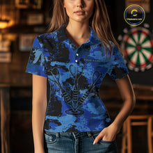 Load image into Gallery viewer, Custom Grunge Blue Camo Arrow Darts Shirts For Women, Retro Darts Jersey Team Polo &amp; 1/4 Zip TDM5664