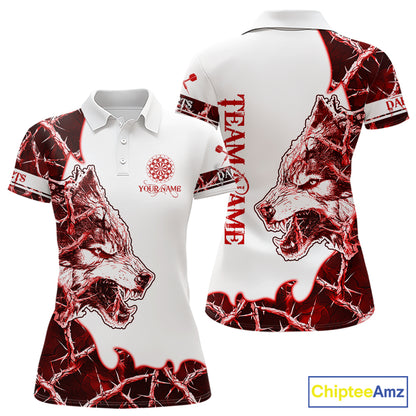 Red Thorny Camo Wolf Dart Shirts For Women Custom Camouflage Darts Jersey Team Polo & 1/4 Zip Shirt TDM5666
