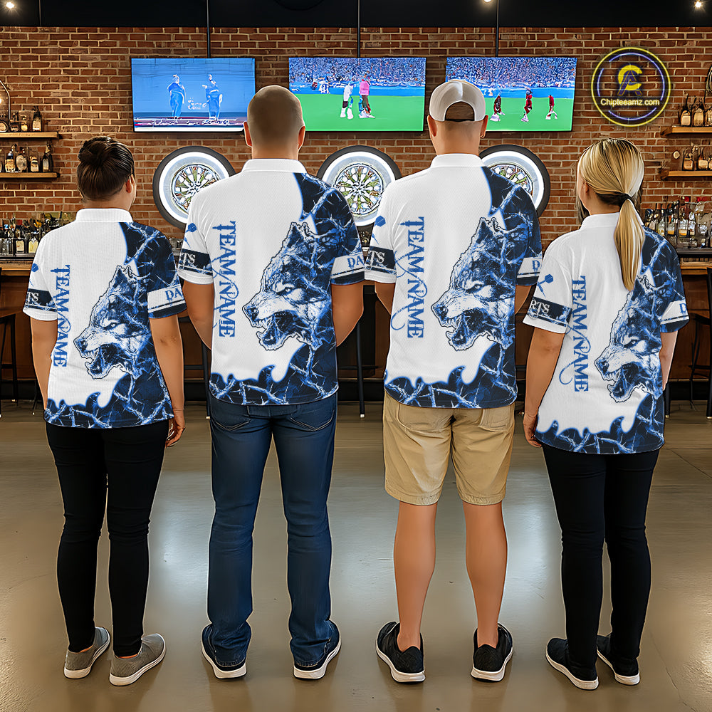 Blue Thorny Camo Wolf Dart Shirts For Women Custom Camouflage Darts Jersey Team Polo & 1/4 Zip Shirt TDM5667