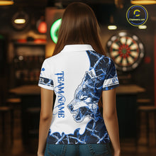 Load image into Gallery viewer, Blue Thorny Camo Wolf Dart Shirts For Women Custom Camouflage Darts Jersey Team Polo &amp; 1/4 Zip Shirt TDM5667