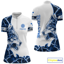 Load image into Gallery viewer, Blue Thorny Camo Wolf Dart Shirts For Women Custom Camouflage Darts Jersey Team Polo &amp; 1/4 Zip Shirt TDM5667
