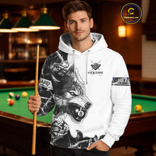 Load image into Gallery viewer, White Black Thorny Camo Wolf Billiard Hoodie Custom 8 Ball Pool Hoodie Team Jersey TDM5668