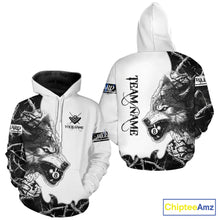 Load image into Gallery viewer, White Black Thorny Camo Wolf Billiard Hoodie Custom 8 Ball Pool Hoodie Team Jersey TDM5668