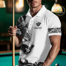 Load image into Gallery viewer, White Black Thorny Camo Wolf Billiard Shirts For Men Custom 8 Ball Pool Team Jersey Polo &amp; 1/4 Zip TDM5668