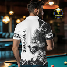 Load image into Gallery viewer, White Black Thorny Camo Wolf Billiard Shirts For Men Custom 8 Ball Pool Team Jersey Polo &amp; 1/4 Zip TDM5668
