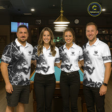 Load image into Gallery viewer, White Black Thorny Camo Wolf Billiard Shirts For Men Custom 8 Ball Pool Team Jersey Polo &amp; 1/4 Zip TDM5668