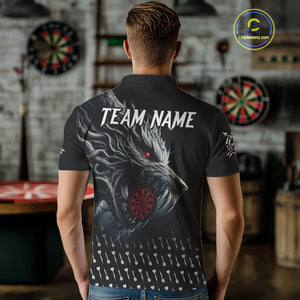 Personalized Viking 3D Wolf Dart Shirts For Men Custom Black Dart Team Jerseys Polo & Quarter Zip TDM3848