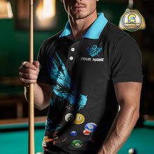 Load image into Gallery viewer, Personalized Black And Blue Dragon Billiard Balls Pool Shirts For Men, Billiard League Team Jersey TDM3852
