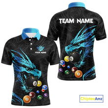 Load image into Gallery viewer, Personalized Black And Blue Dragon Billiard Balls Pool Shirts For Men, Billiard League Team Jersey TDM3852