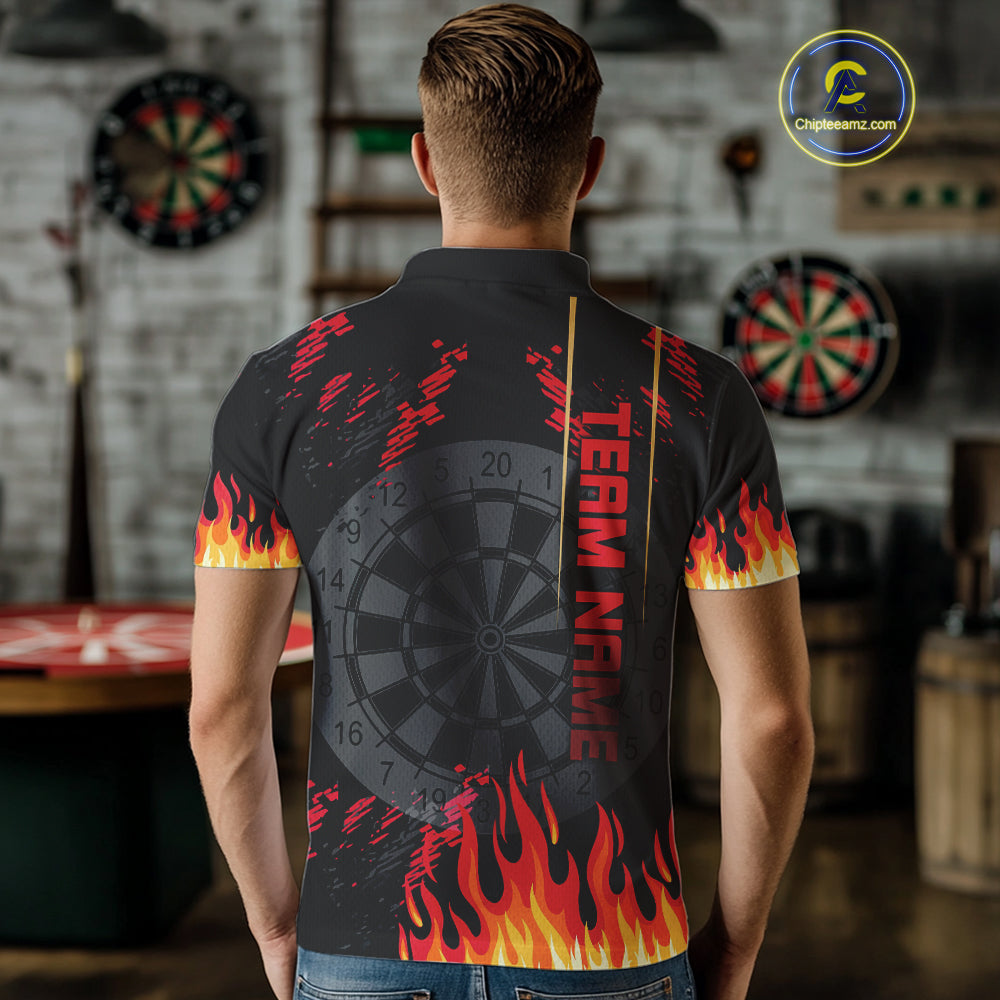 Red Black Dragon Dartboards Custom Flame Dart Shirts For Men, Dart Team Jerseys NYN0081