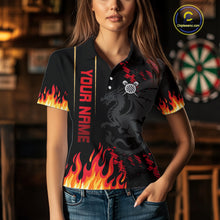 Load image into Gallery viewer, Red Black Dragon Dartboards Custom Flame Dart Shirts For Women, Dart Team Jerseys NYN0081