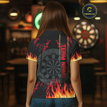 Load image into Gallery viewer, Red Black Dragon Dartboards Custom Flame Dart Shirts For Women, Dart Team Jerseys NYN0081