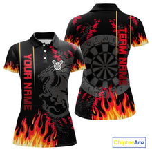 Load image into Gallery viewer, Red Black Dragon Dartboards Custom Flame Dart Shirts For Women, Dart Team Jerseys NYN0081