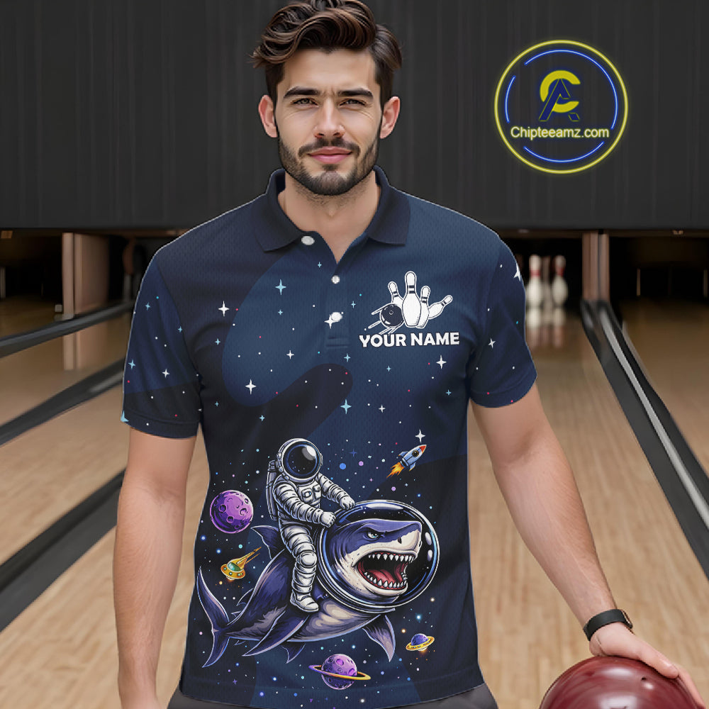 Custom Astronaut Galaxy Funny Bowling Jersey For Men, Bowling Polo & Quarter Zip Team Shirts TDM6273