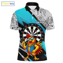 Load image into Gallery viewer, Personalized Rooster Funny Darts Shirt For Men Custom Darts Team Jersey Polo &amp; 1/4 Zip |Blue TDM6279
