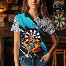 Load image into Gallery viewer, Personalized Rooster Funny Darts Shirt For Women Custom Darts Team Jersey Polo &amp; 1/4 Zip |Blue TDM6279
