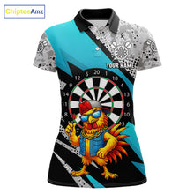 Load image into Gallery viewer, Personalized Rooster Funny Darts Shirt For Women Custom Darts Team Jersey Polo &amp; 1/4 Zip |Blue TDM6279